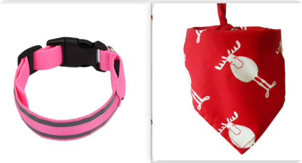 LED Reflective Anti-Lost Dog Collar - Christmas Milu Deer Red set, S