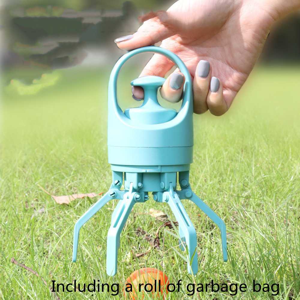 Portable Dog Pooper Scooper with Built-in Poop Bag Dispenser - Blue