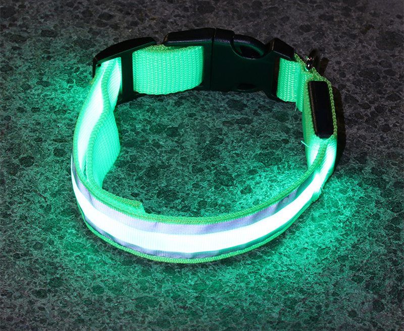 LED Reflective Anti-Lost Dog Collar - Green battery, L