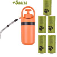Portable Dog Pooper Scooper with Built-in Poop Bag Dispenser - Orange Set