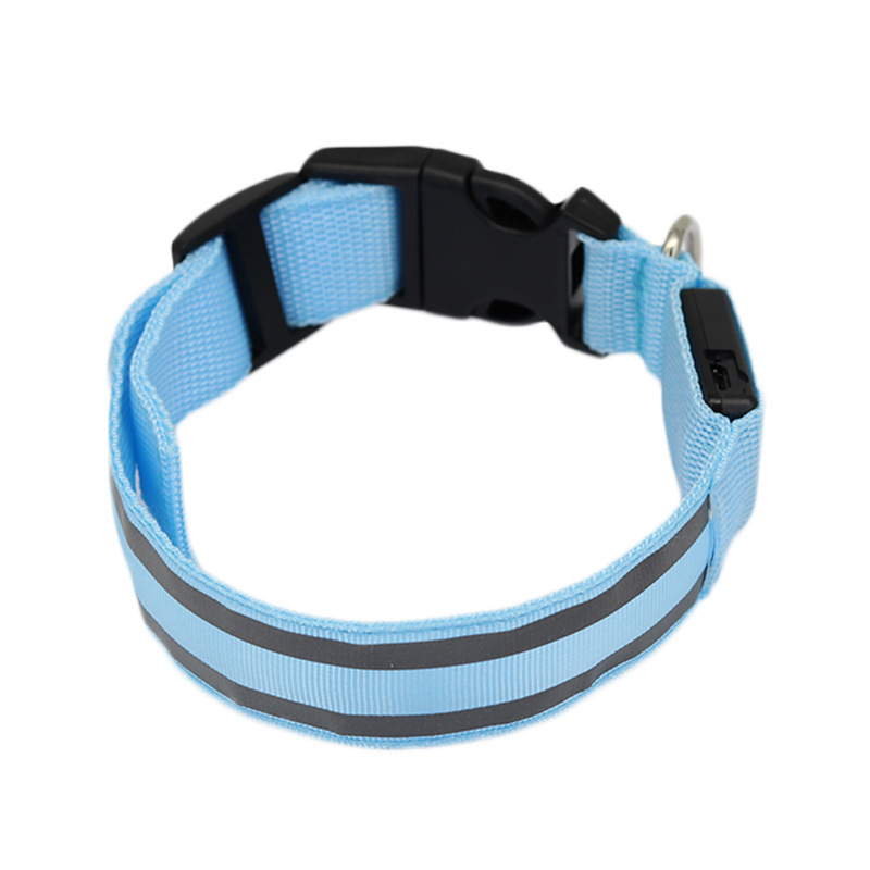 LED Reflective Anti-Lost Dog Collar - Blue rechargeable, L