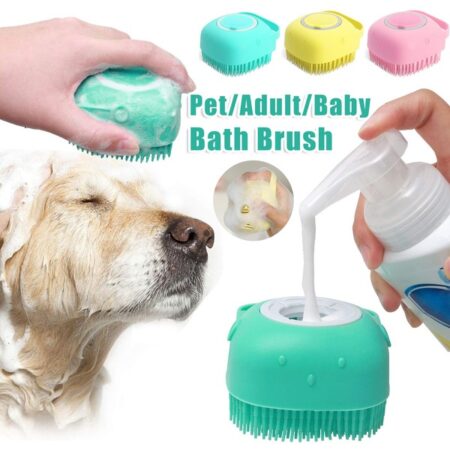 2-in-1 Silicone Pet Bath & Massage Brush for Dogs & Cats